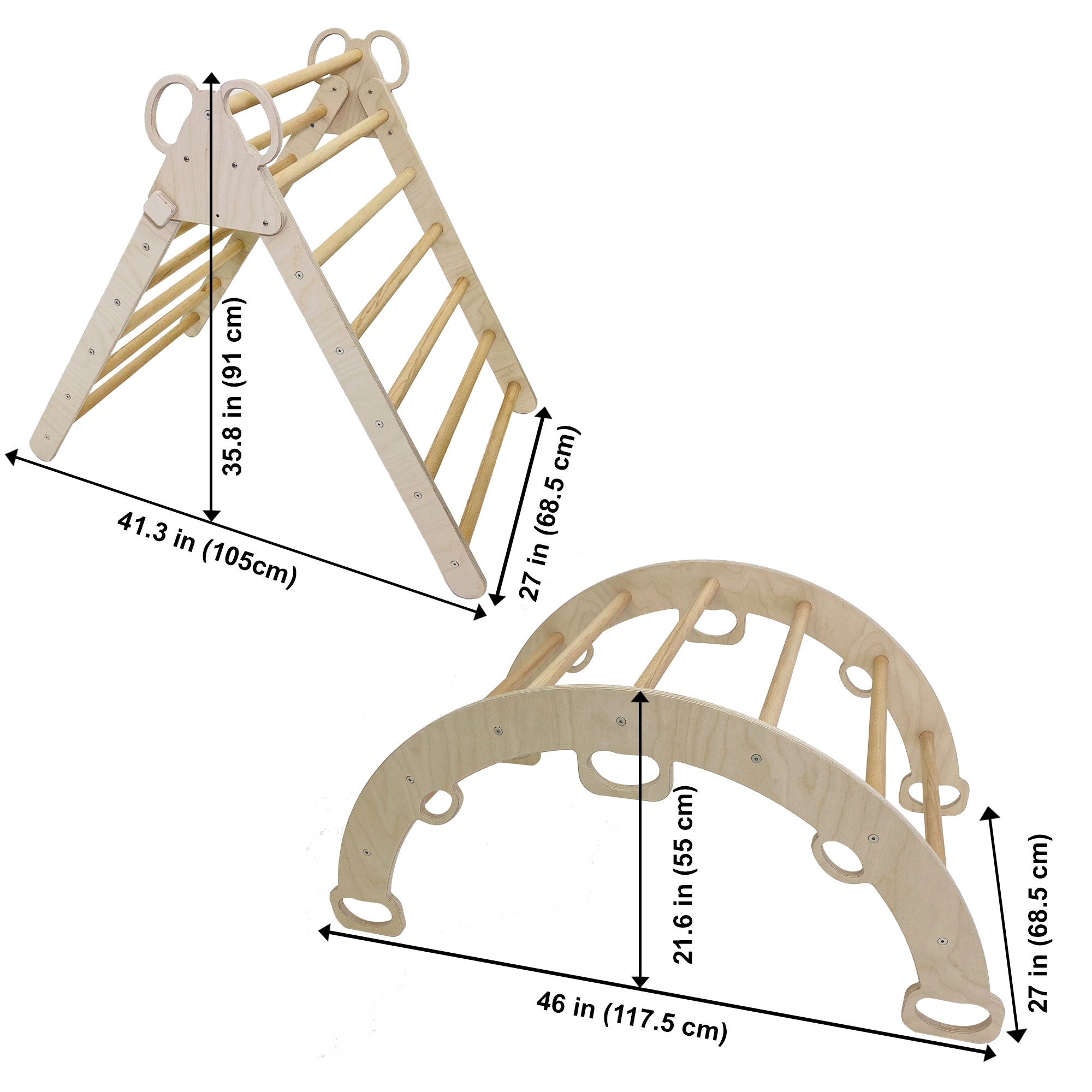 Arch Rocker Swing with Mint Green Color Pillow, Wooden Rocker Montessori Toys for Kids