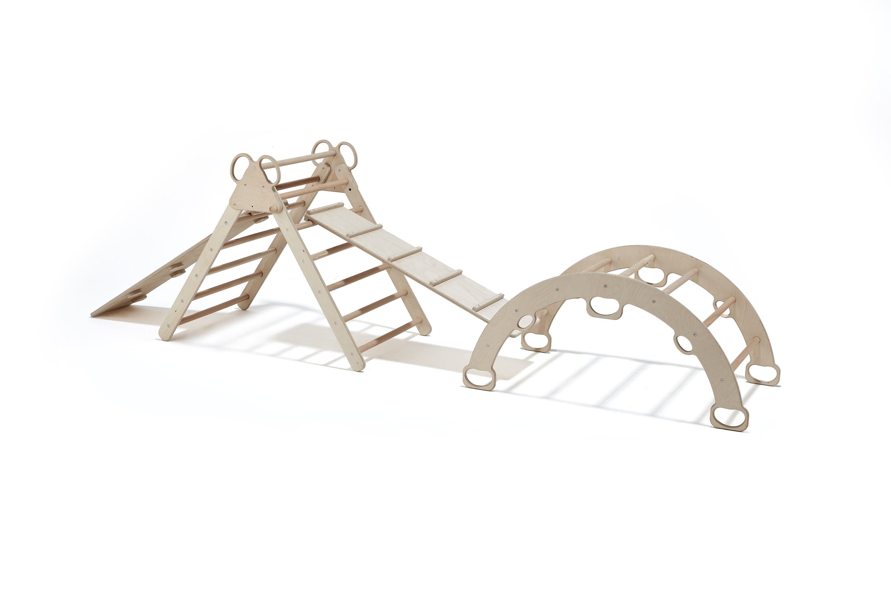 Arch Rocker Swing with Mint Green Color Pillow, Wooden Rocker Montessori Toys for Kids
