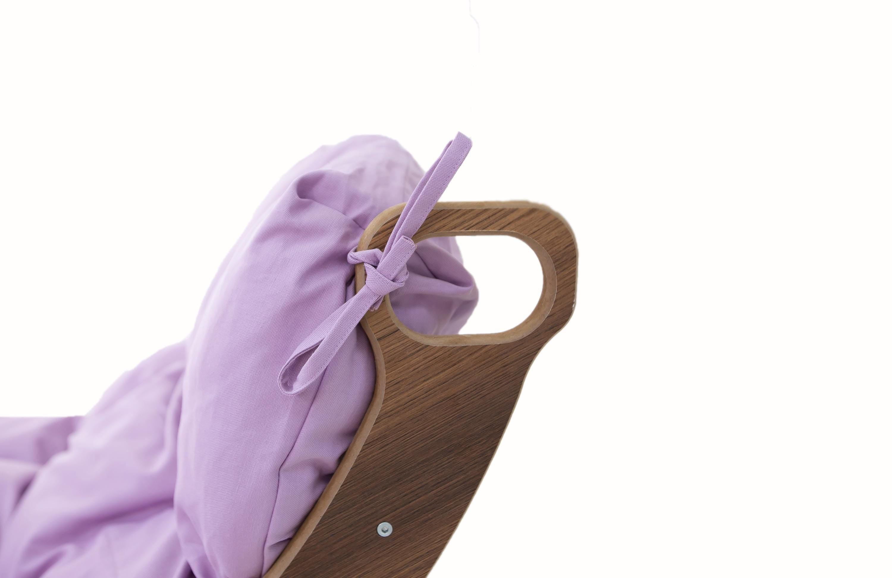 Best Price! Wooden Rocker with Purple Color Pillow, Arch Rocker Swing, Montessori Toys for Kids