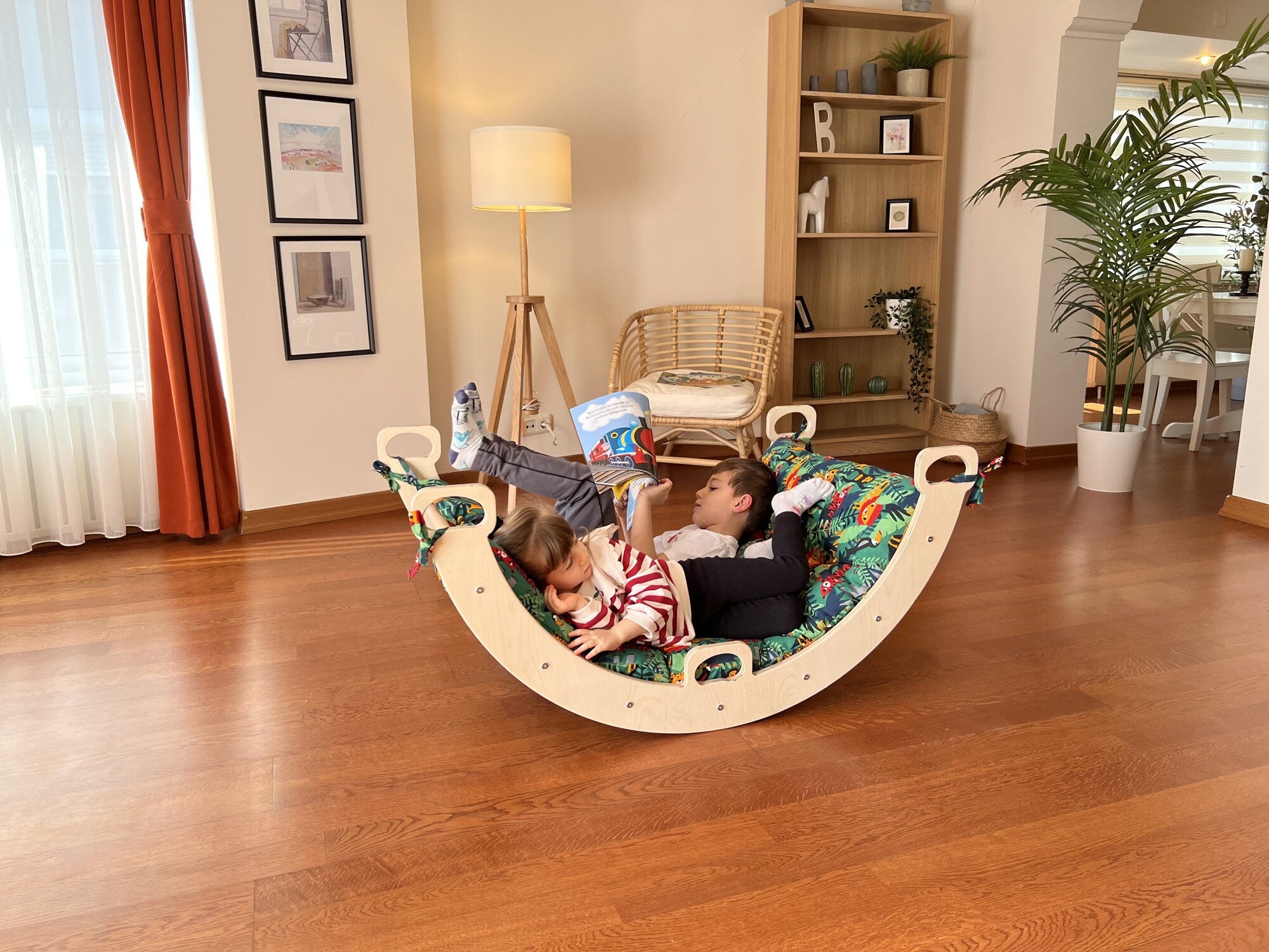 Wooden Climbing Arch Swing for Baby, Toddler and Kids (with pillow options)